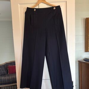Ann Taylor Navy Wide Leg Pants with Gold Buttons